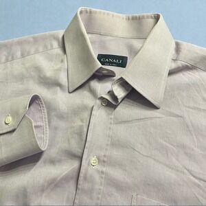 Mens Canali Dress Shirt‎ Purple Lavender 41 16 Long Sleeve Made Italy